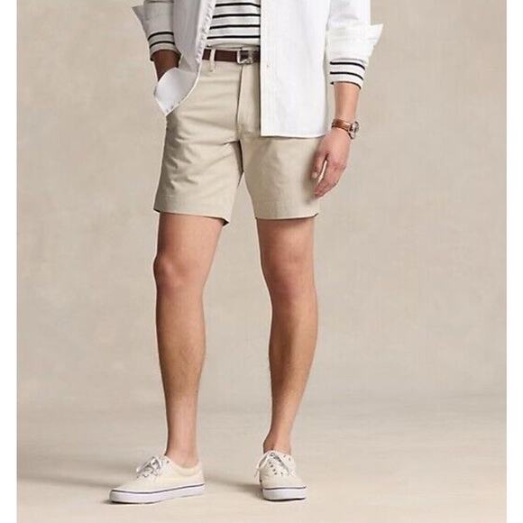 Polo Ralph Lauren Beige Classic Fit Front Chino‎ Shorts Men’s Size 38 - Picture 1 of 4
